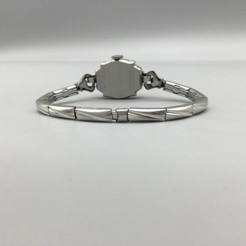 Vintage Benrus Womens Watch 14mm Manual Wind White 10KRB Stretch Band